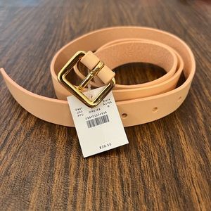 NWT! J. Crew Nude Leather Belt with Gold Hardware